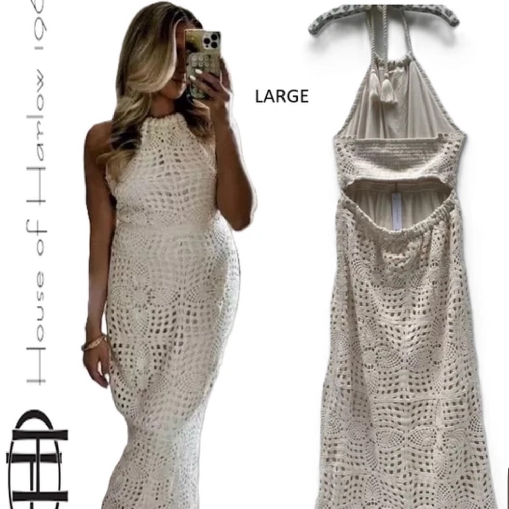 NWOT - House of Harlow 1960 - Crochet Maxi Halter Dress